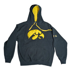 University Of Iowa Hawkeyes Hoodie Men's Long Sleeves Logo Patch Black Med